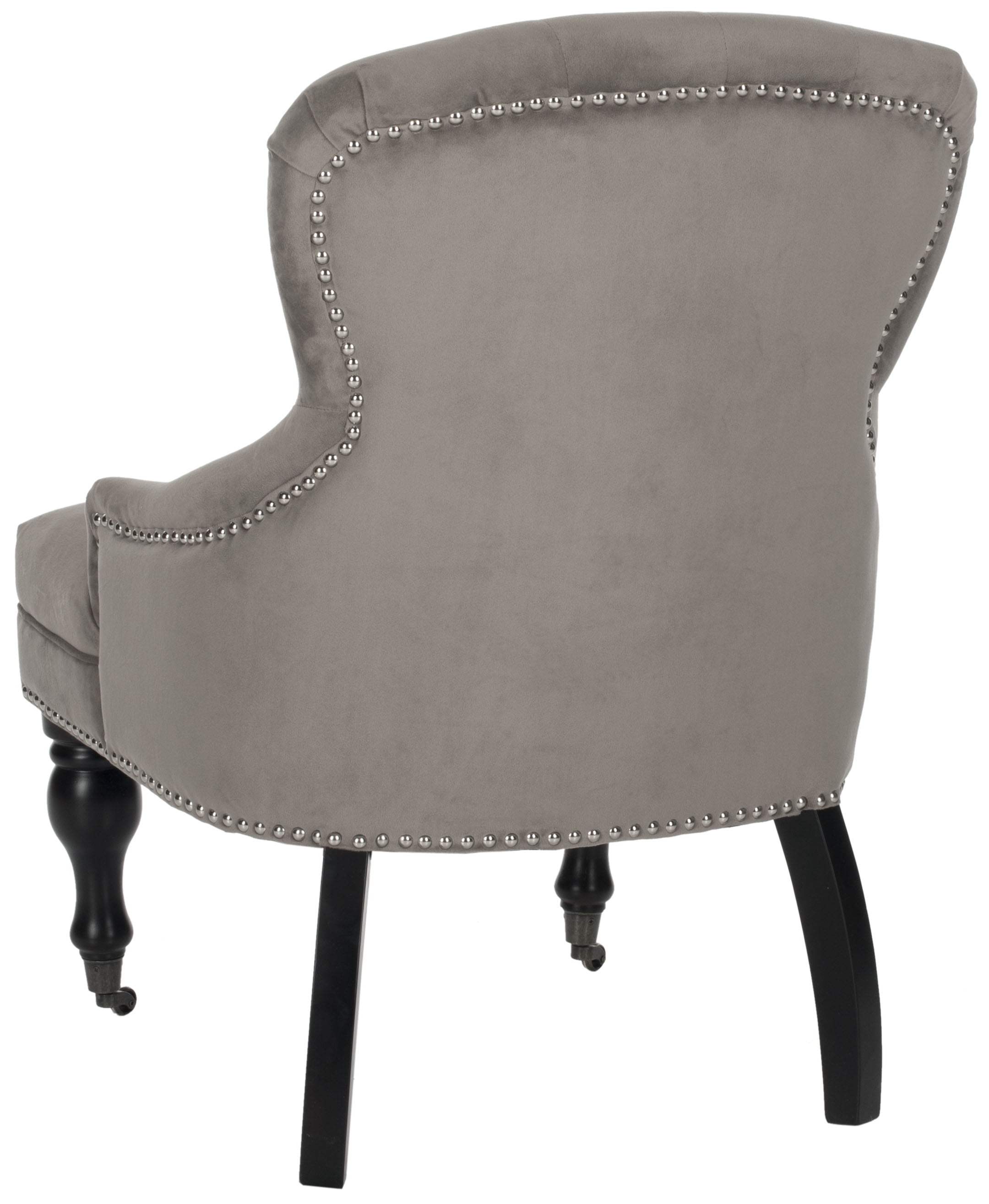 SAFAVIEH Falcon Traditional Tufted Arm Chair w/ Casters, Mushroom Taupe