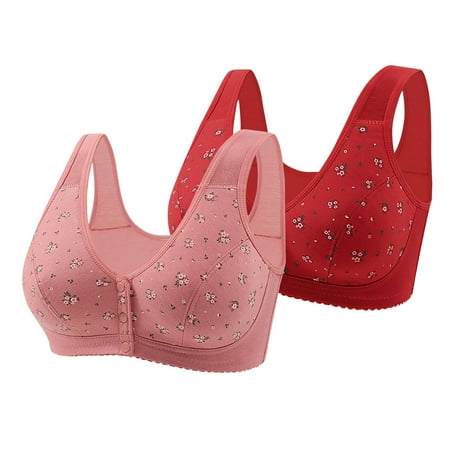 Elvqul Lightweight Bras for Women Breathable 2 Pack Underwire Plus Size Underwear Nylon Juniors Red Bras
