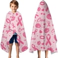 thumbnail image 3 of Pink Breast Cancer and Pioneer Flower Love Hooded Bath Towel，60"x35" for Ages 3 To 12 Kids, Quick Dry Lightweight Soft Microfiber Hood Beach Towel Cover Up for Kids, 3 of 7