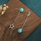 thumbnail image 4 of Pendientes para mujer, regalos para mujer, pendientes asimétricos con borlas y incrustaciones de turquesa, joyería de moda., 4 of 5