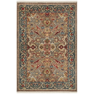 SAFAVIEH Kashan Vincent Oriental Area Rug, Taupe/Blue, 4' x 6'