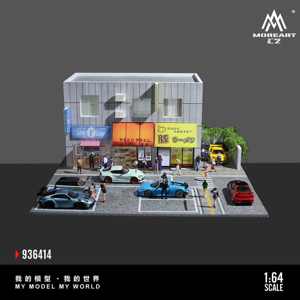 1:64 Scale Diorama Japanese Street Shop Light Version Car Garage Scene Display Models Collection&Gift for Die-cast Car Display