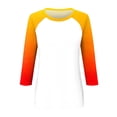 thumbnail image 3 of Women's T-Shirts Gradient 3/4 Raglan Sleeve Round Neck T Shirt Tops Casual Tee Shirts, 3 of 4