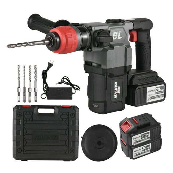 NANWEI NANWE Ensemble de Perceuse à Marteau Lithium 21V avec Batterie 4.0AH et Accessoires, Options Prise US/EU, Comprend 4 Embouts de Perceuse, Chargeur, Protection contre la Poussière et Boîte à Outils, Idéal pour une Utilisation DIY et Professionnelle.