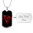 thumbnail image 4 of Tron (TRX Crypto Necklace Stainless Steel or 18k Gold Dog Tag 24" Chain, 4 of 8