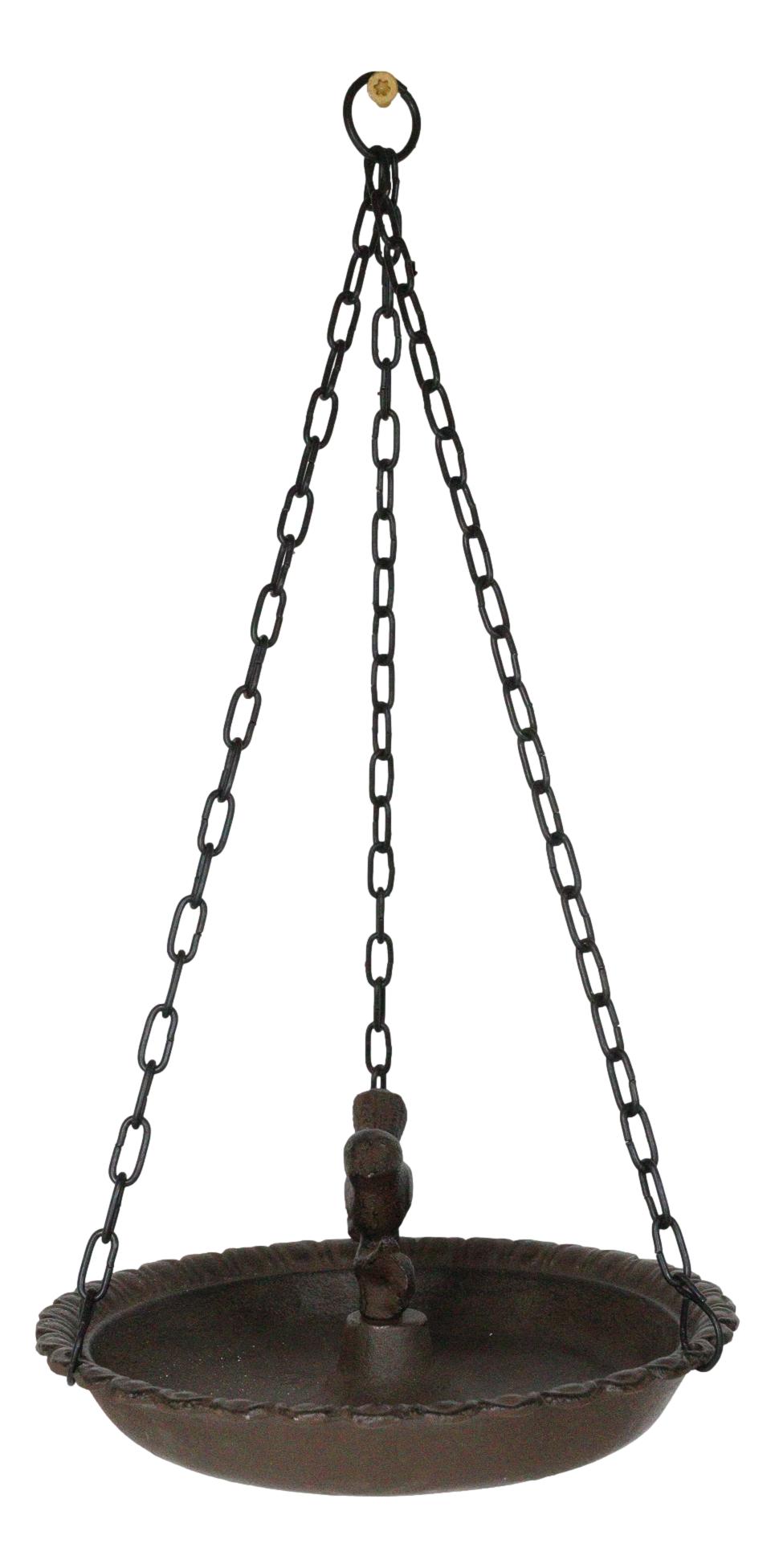 Cast Iron Love Bird On Branch Sunflower Basin Hanging Garden Bird Bath Feeder