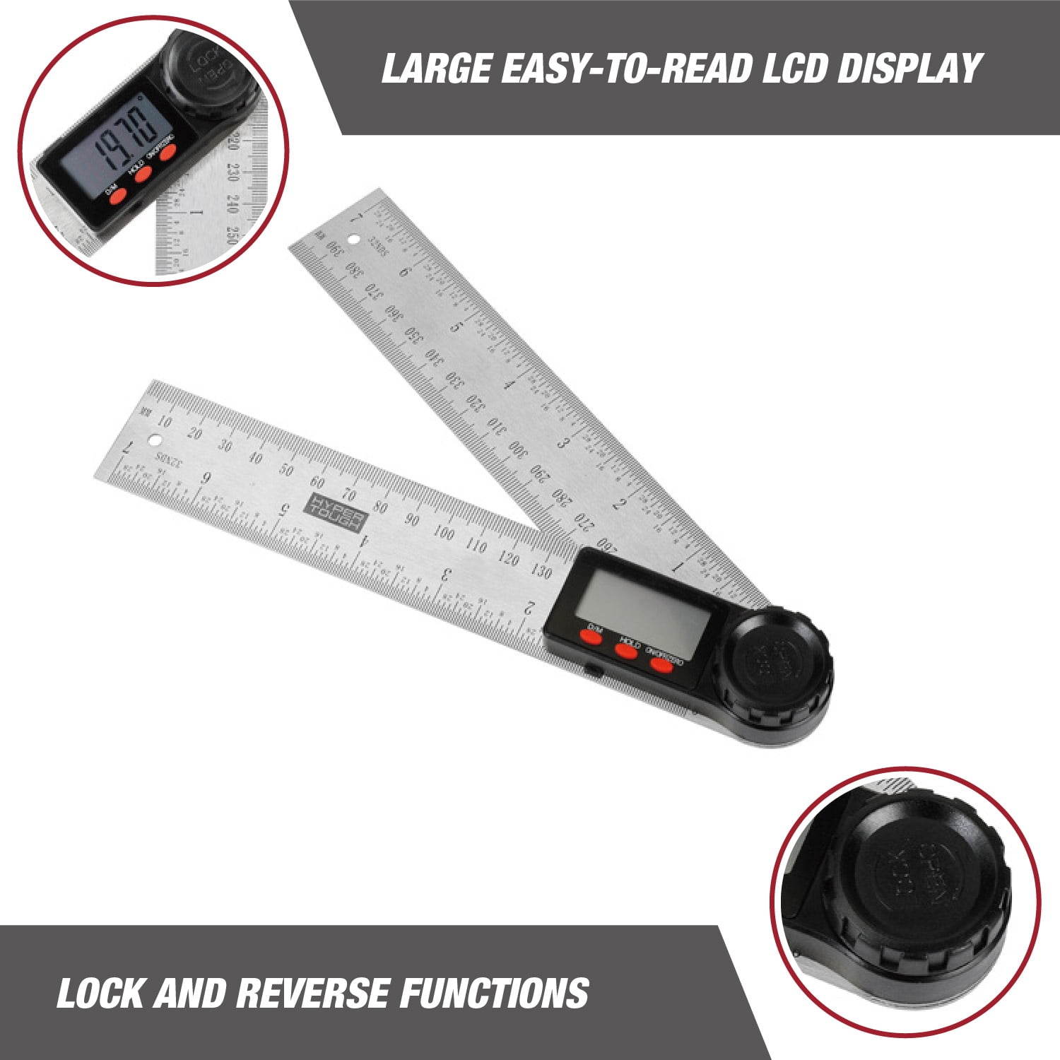 Hyper Tough 7-inch Digital Angle Finder, Model 44020