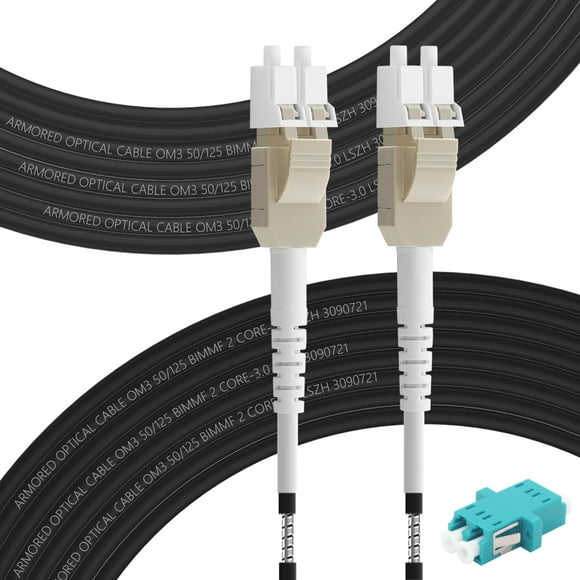 FLYPROFiber- Câble de Fibre Optique Extérieur Blindé LC à LC, OM3 75m/246 Pieds, Cordon LSZH 10GB Multimode Duplex Longueur 50/125um