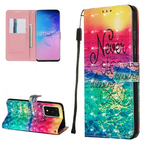 Allytech Galaxy S20  5G Wallet Case, Slim 3D PU Leather Folio Flip Stand Shockproof Full Protection Drop Proof Magnetic Cards Holder Wallet Case Cover for Samsung Galaxy S20 Plus, Never Stop