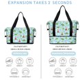 Dinosaur and Volcano Blue Pattern Expandable Travel Tote Bag, Overnight ...