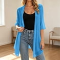 thumbnail image 2 of Linfrsh Long Sheer Chiffon Cardigans for Women Half Sleeve Light See Through Dusters Casual Loose Kimono Cardigan Capes(Sky Blue,L), 2 of 3
