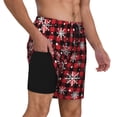 thumbnail image 2 of Balery Buffalo Plaid Snowflakes Bañador para hombre, shorts de playa de secado rápido con entrepierna y forro de compresión-Medium, 2 of 6