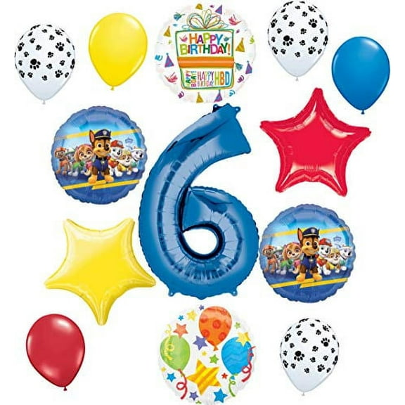 Paw Patrol Party Supplies Pups 6th Birthday Balloon Bouquet Decorations