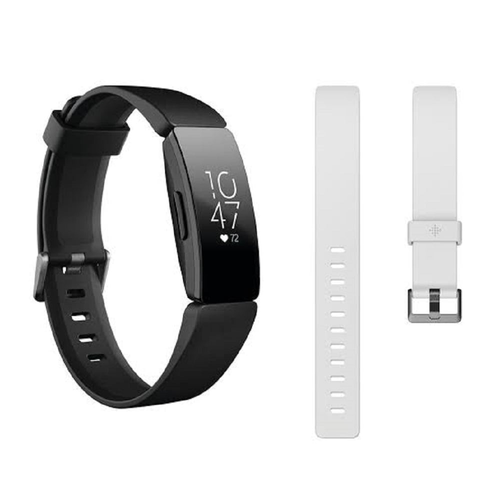 Fitbit Fitbit Inspire HR Fitness Tracker Bundle Black with Bonus Accessory Band White
