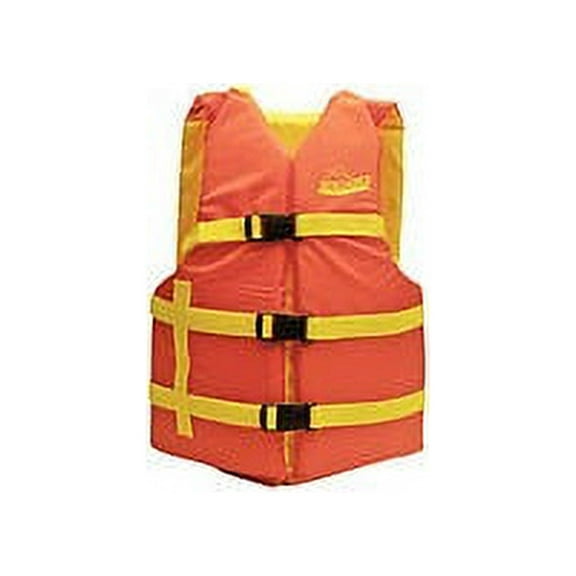 Seachoice Boat Life Jacket, Orange/Yellow, Adult Size, 40-60 In.