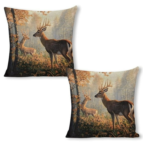 deer nature linen throw pillowcase decoration pillowcase gifting preferred 24x24 inch cushion cover 2 sets sofa pillowcase sofa bedroom living room car