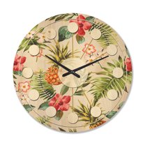 Designart 'Pineapple Summer Bliss Retro IV' Mid-Century Modern Wood Wall Clock