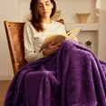 thumbnail image 4 of Exclusivo Mezcla Plush Fuzzy Large Fleece Throw Blanket (50" x 70", Purple)- Soft, Warm and Lightweight, 4 of 8