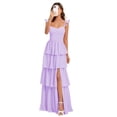 thumbnail image 1 of Vestido de dama de honor, largo, tirantes finos, lila, 1 of 7