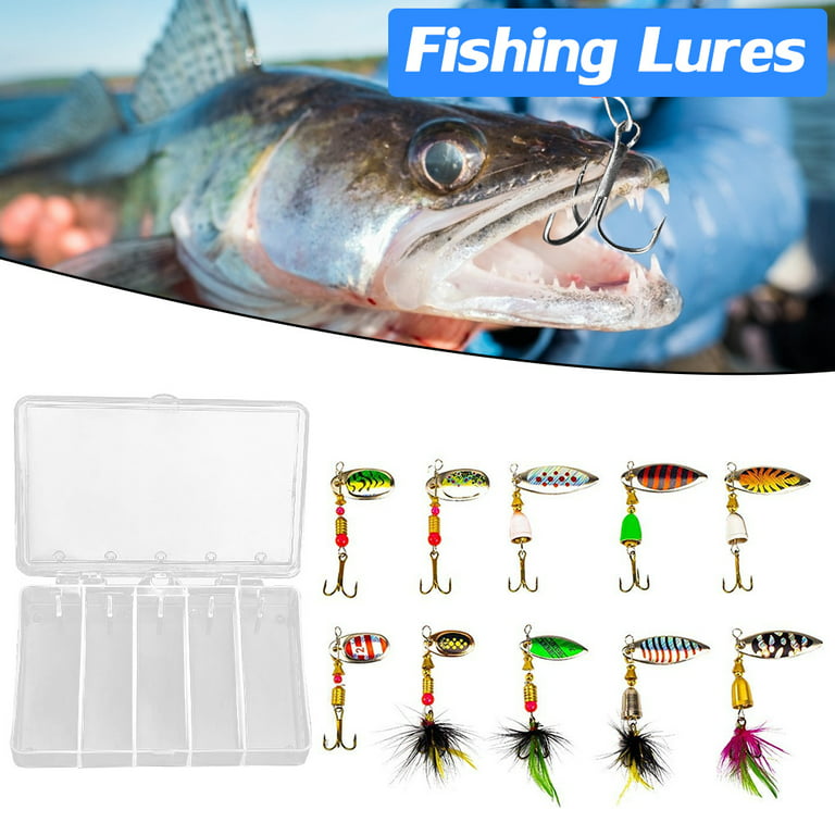 10Pcs Outdoor Fishing Lures Hard Metal Assorted Tackle Box 