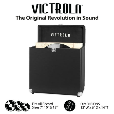 Victrola - Storage Case for Vinyl Turntable Records - Black