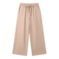 thumbnail image 3 of LIIPEE Casual Pants For Girls Solid Color Drawstring Waist Baggy Wide Leg Pants Kids Lightweight Breathable Soft Everyday Trousers,14-15 Years, 3 of 7