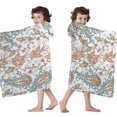 thumbnail image 4 of White Pioneer Flower and Paisley Pattern Hooded Bath Towel，60"x35" for Ages 3 To 12 Kids, Quick Dry Lightweight Soft Microfiber Hood Beach Towel Cover Up for Kids, 4 of 7