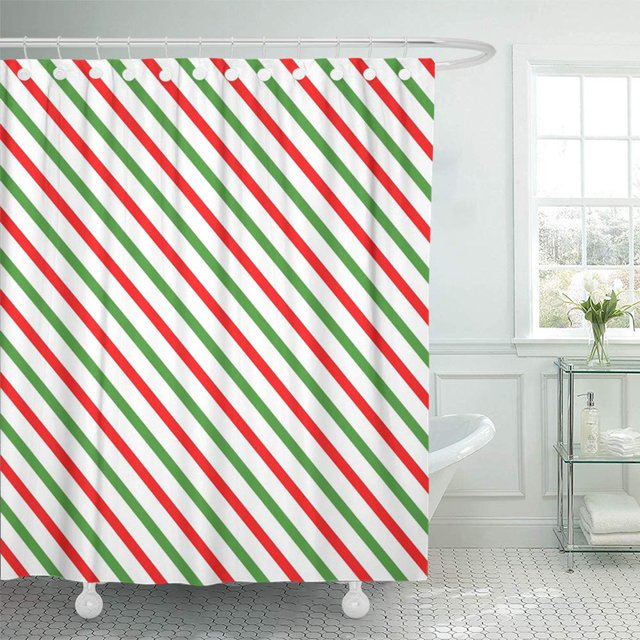 ABPHQTO Rayas verdes Patrón de rayas Rojo Navidad Vacaciones Resumen Celebración Celebración Baño Cortina de ducha 165x180 cm ABPHQTO PKNMT66x72Shower-8357