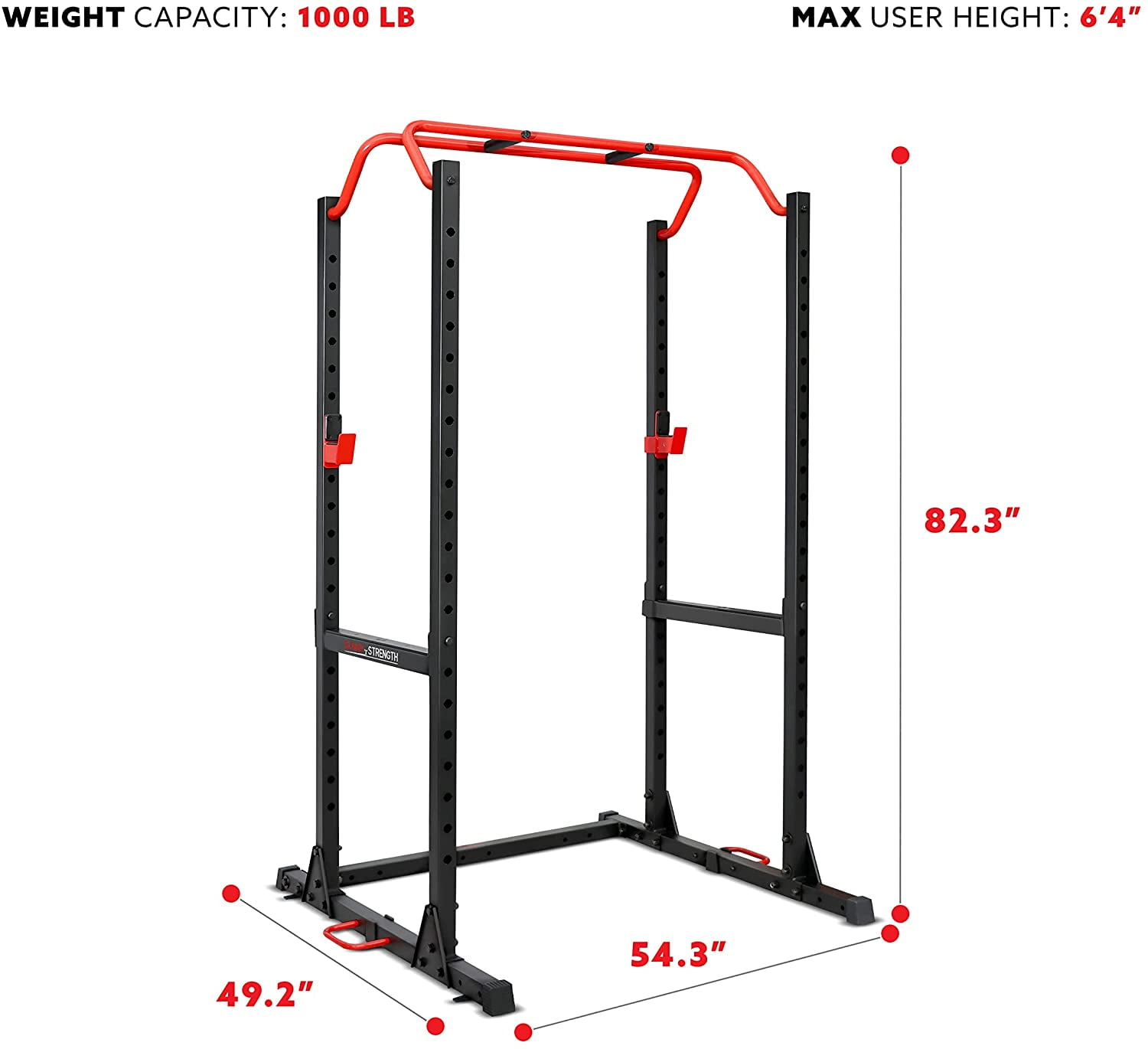 Sunny Health & Fitness 1000LB Capacity Multi-Function Adjustable Weight Cage Power Rack