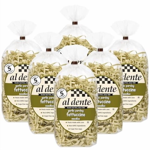 AL DENTE - Gourmet Garlic Parsley Fettuccine Pasta - 12OZ, Pack of 6
