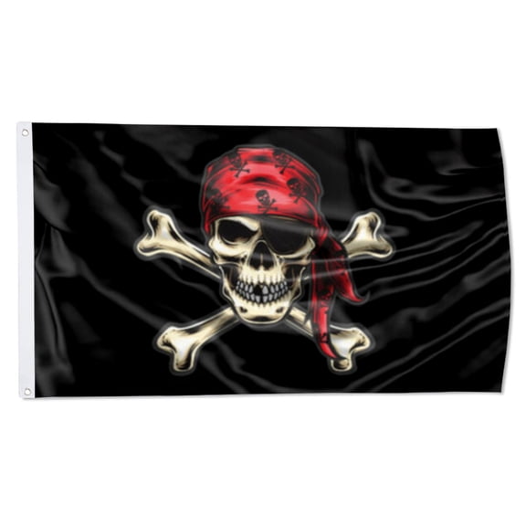 Yanbooch Jolly Roger Pirate Bandana Flag banner with Grommets Man cave Decor 3x5Feet