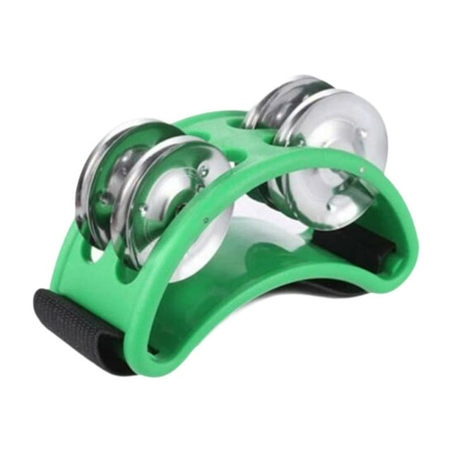 Pandereta de pie Pedal de percusión de pie con campana de metal Pandereta de media luna verde