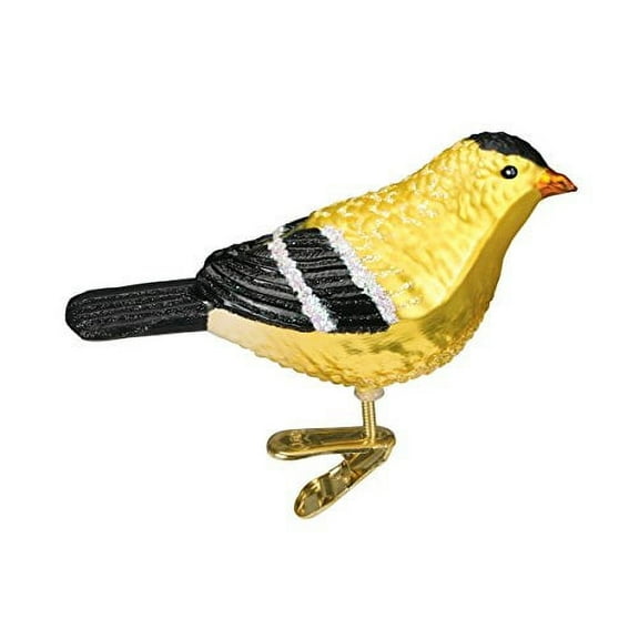 Old World Christmas Ornaments: Bird Watcher Collection Glass Blown Ornaments for Christmas Tree, American Goldfinch