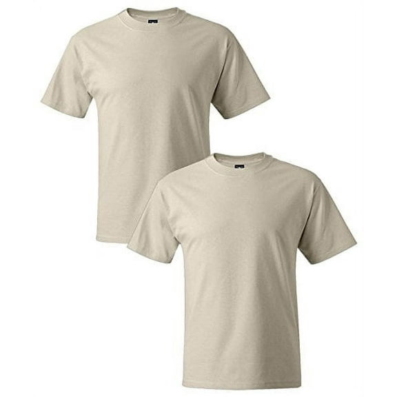 Hanes Beefy-T Men`s Short-Sleeve T-Shirt - Best-Seller! (Pack of 2) 2 Natural