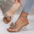 thumbnail image 5 of DIVVce Low Heel Slide Sandals For Women Rhinestone Bow Transparent Strap Square Toe Footwear, 5 of 8
