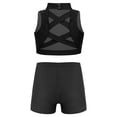 thumbnail image 2 of TiaoBug Flower Girls 2 Pieces Swimsuit Set Criss Cross Back Crop Tank Tops with Shorts Holiday Beach Swimwear Black 12, 2 of 7