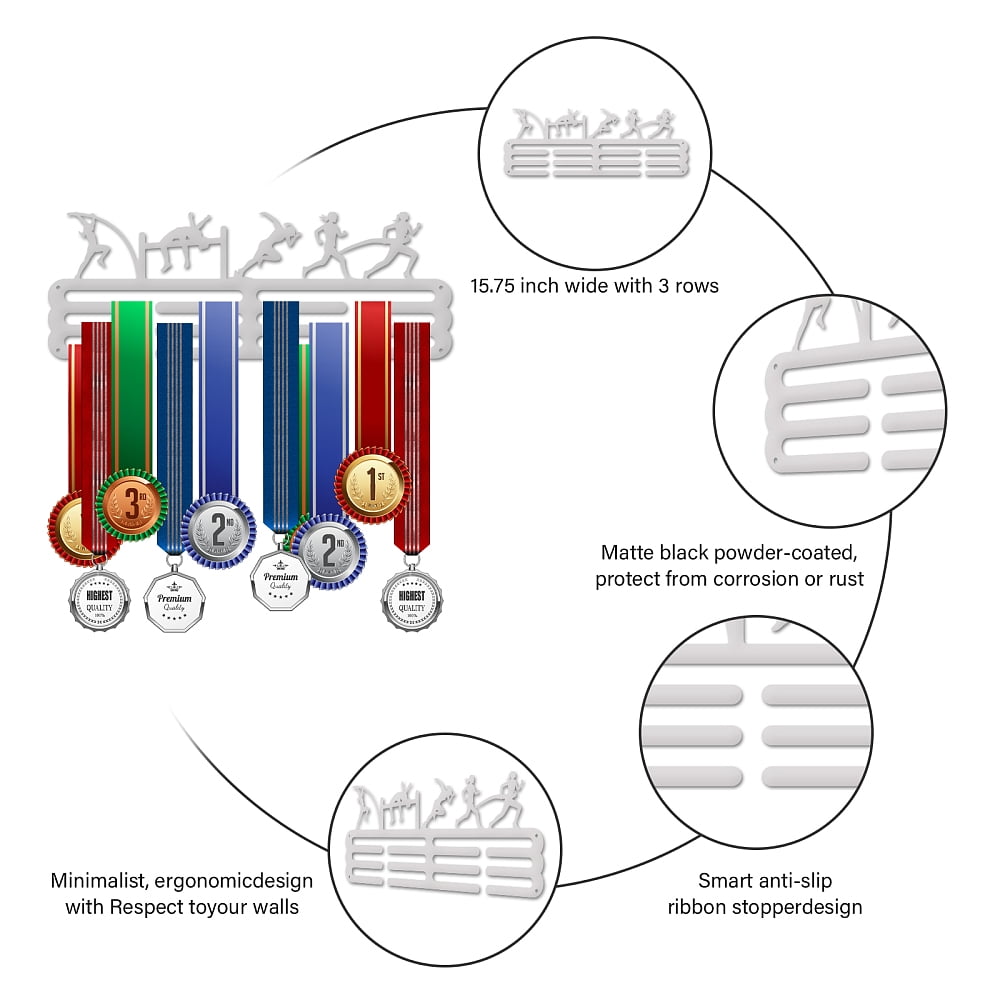 Medal Hangers Women's Track and Field Medals Display Holder Rack Running Pole Vault Medal Hook Wall Mount Metal Medal Frame Sports Award Rack