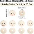 thumbnail image 5 of 100Pcs 4 Styles Smile Wooden Beads 20mm Natural Wood Beads Round Ball Doll Head Beads with 4.7mm Hole Laughing Face Printed Loose Beads for DIY Craft Jewelry Making Christmas Decorations, 5 of 9