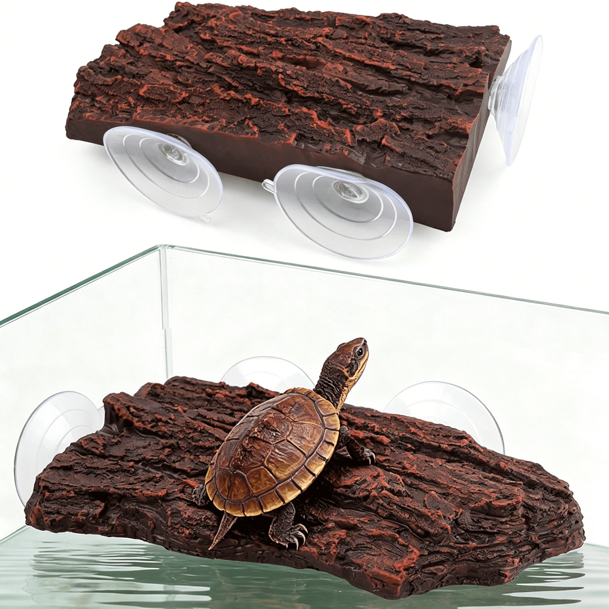 ACDANC Turtle Basking Platform with 3 Suction Cups,Shale Climbing Ramp for Tortoises/Terrapins,Frogs&Newts,Aquarium Resting Terrace Decoration