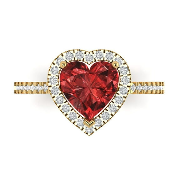 Halo Engagement Ring for Women - 2.285ct Natural Garnet in 14K Yellow Gold Promise Ring