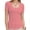 Pink, variant on Women's Square Neck Ribbed Knit T-Shirt, Short Sleeve Slim Fit Casual Top