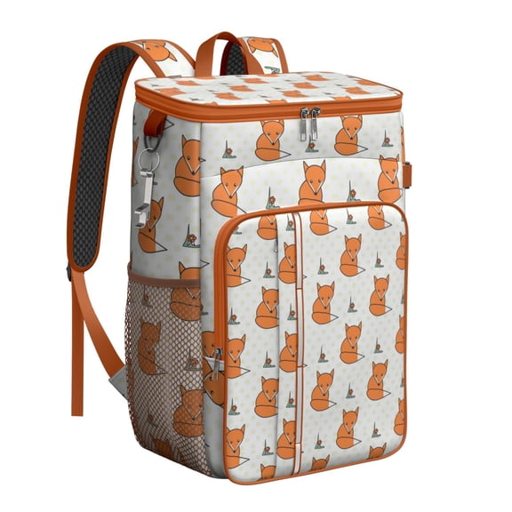 Cute Cartoon Fox Forest Design Backpack Cooler, Leakproof Insulated Cooler Bag, Waterproof Lunch Backpack for Women Men Camping Hiking Picnic Road Trip