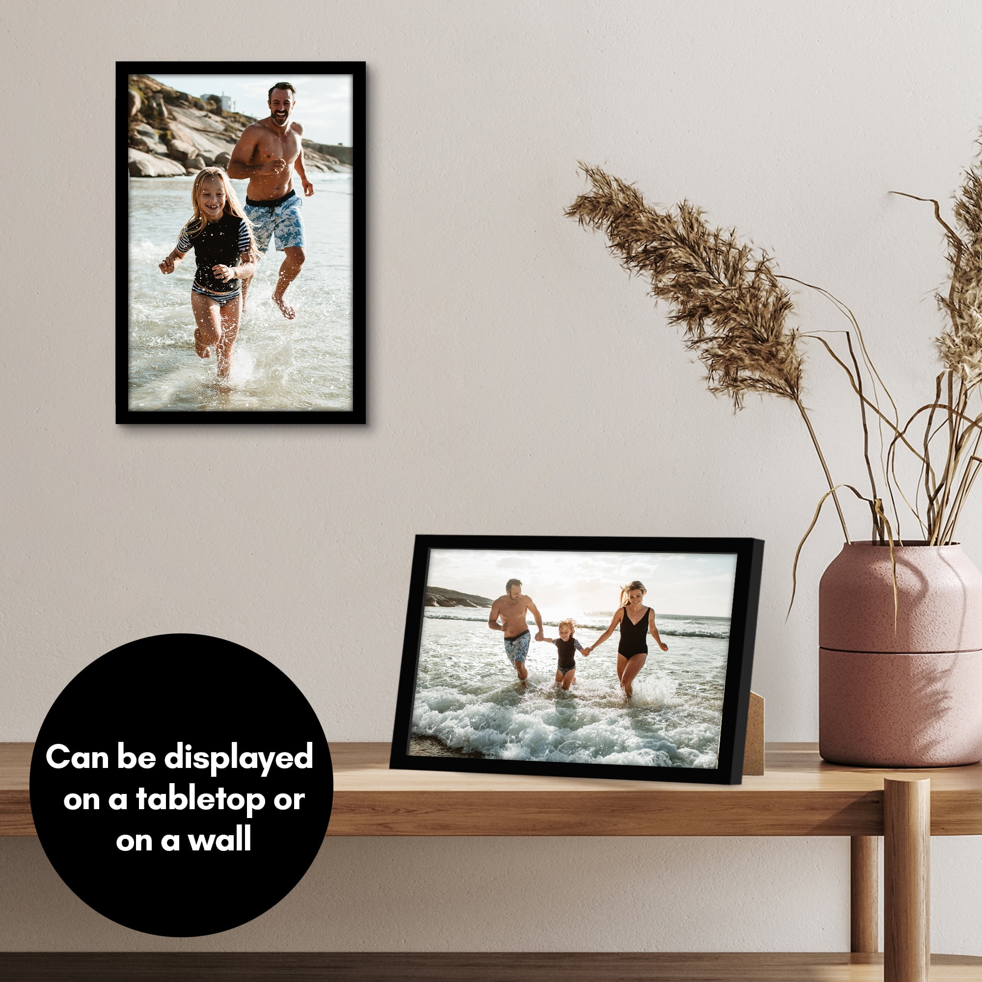 Americanflat 8x12 Picture Frame with Shatter-Resistant Glass 2 Pack Streamline Collection Thin Border - Black