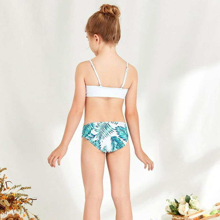 BULLPIANO Girls' Swimsuits Two-Piece Swimsuit Bikini Swimsuit Floral  Printing Bikini Set Haler Sport Bikini ,Size 13-14 Years