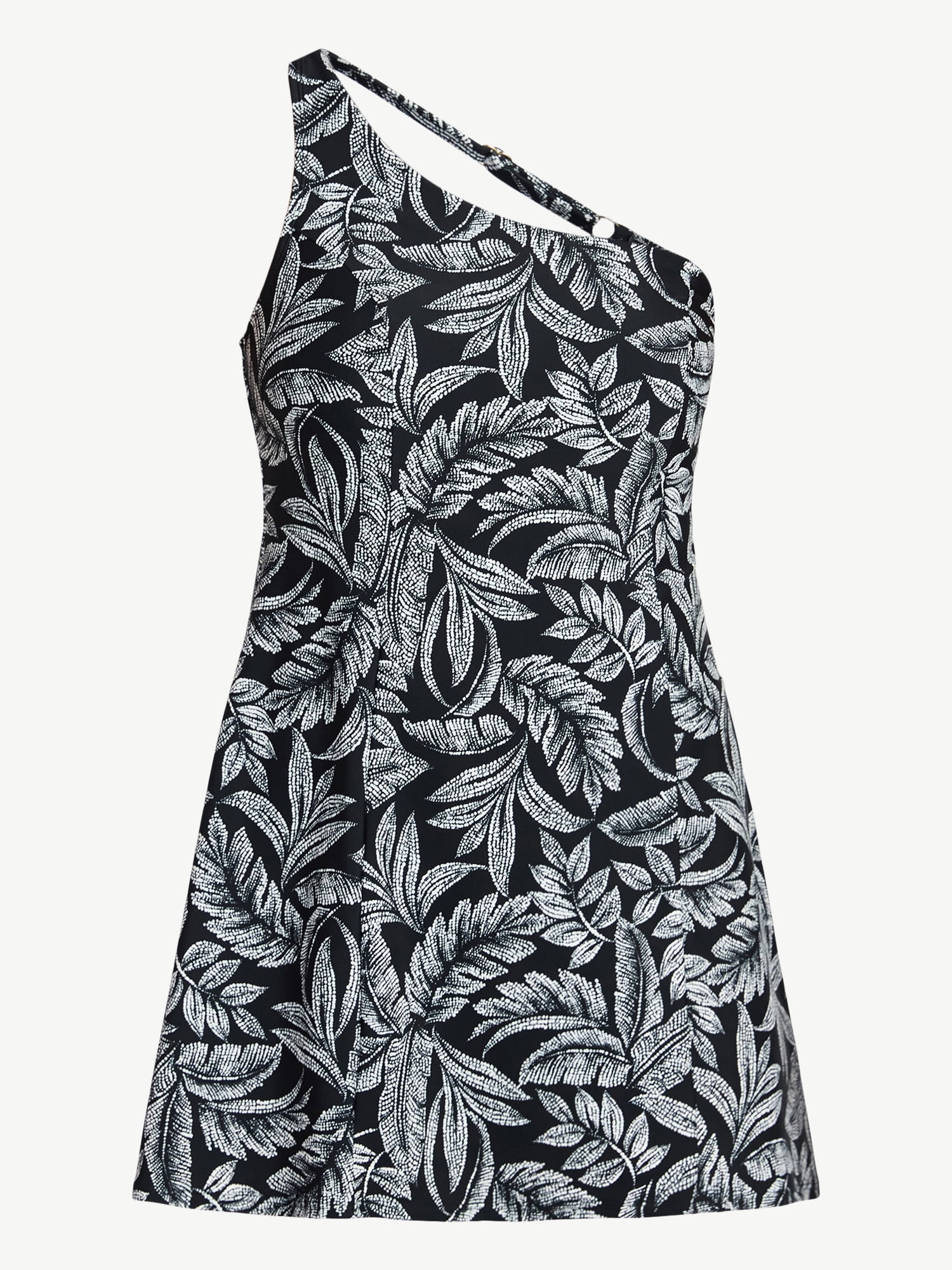 Time and Tru Women's and Women's Plus Size One Shoulder Swim Dress, Sizes XS-3X