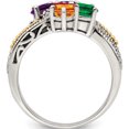 thumbnail image 3 of 14K/Silver Two-Tone Sterling Silver & 14K Five-Stone And Diamond Mother's Ring Semi-Mount (Size 6) Made In Thailand qmr24/5-6, 3 of 5