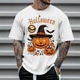 thumbnail image 4 of T Shirts For Man Halloween Pumpkin Print Casual Comfortable Short Sleeve Crew Neck Tops Loose Outdoor Activities Mens Shirts White L, 4 of 4