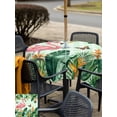 thumbnail image 5 of Outdoor Tablecloth with Umbrella Hole for Patio/Picnic/Party/Camping, Pink Flamingo Waterproof Table Cloth Square Cover Washable, Summer Tropical Palm Leaves Green Plaid (60"x 60"), 5 of 9