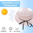 thumbnail image 4 of 52-54 cm hat circumference children's straw hat ribbon bow sun hat simple outdoor flat top hat sunscreen sun hatFlesh pink, 4 of 5