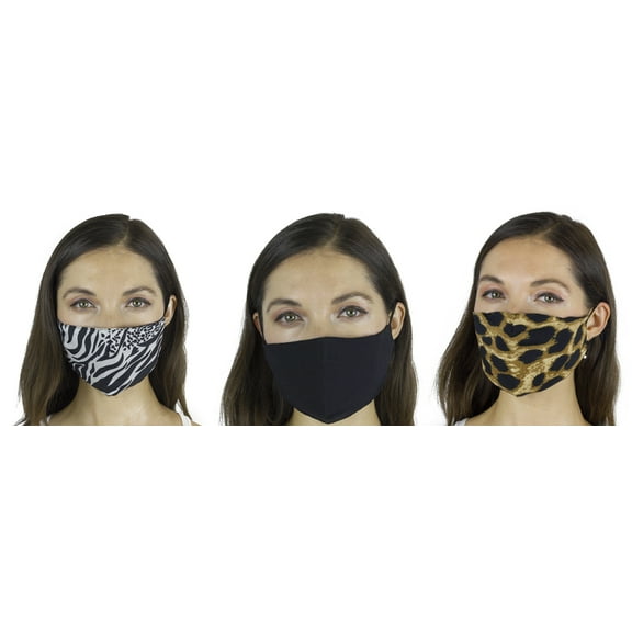 Adult Unisex 3PC Animal/Solid Face Mask